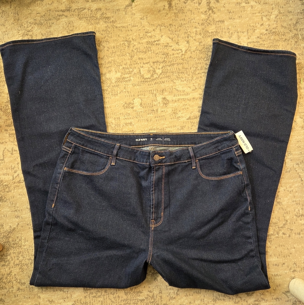 Old Navy Wow High Rise Flare Jeans NWT Sz 18 Long Dark Wash